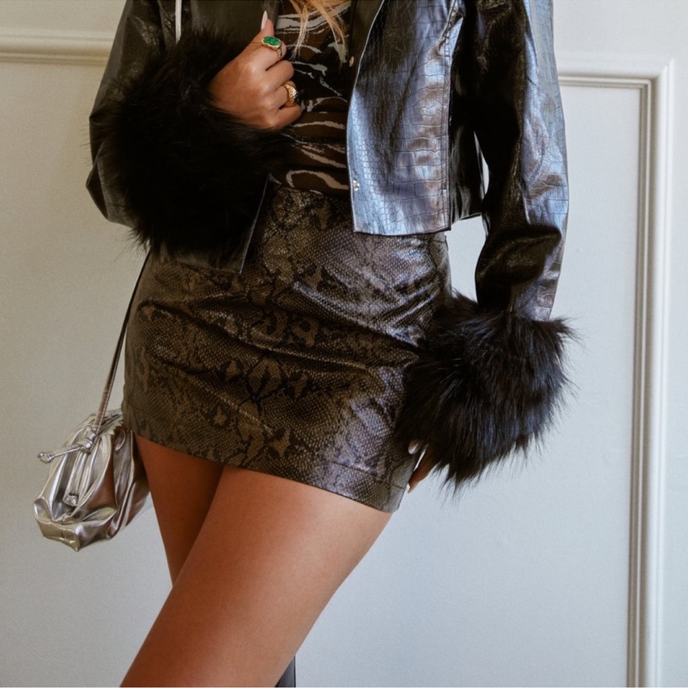 Nayaira Snake Print Mini Skirt
